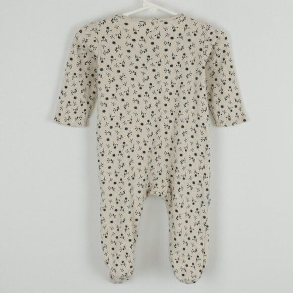 Carter's Infant Size 9 Months Tan Black Cotton Floral Dual Zip Footie Pajamas - Picture 3 of 7